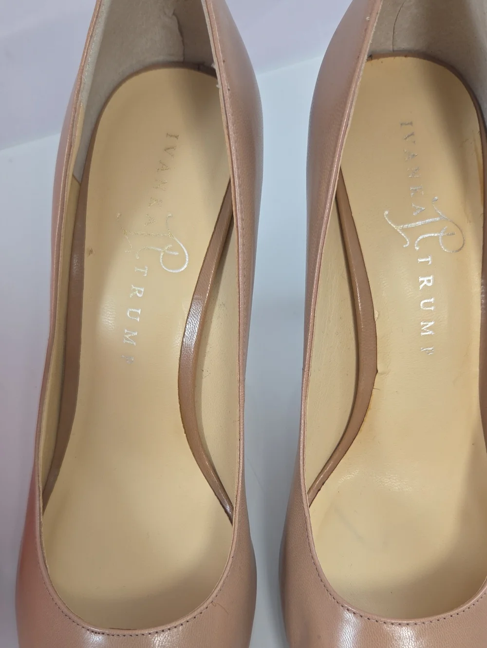 Ivanka Trump Beige Peep-Toe Leather Pumps Size 7